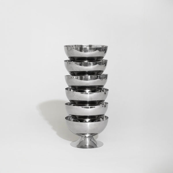 Chrome Ice Cream Cup with polished stainless steel finish, perfect for serving chilled desserts like ice cream, sorbet, or fruit.