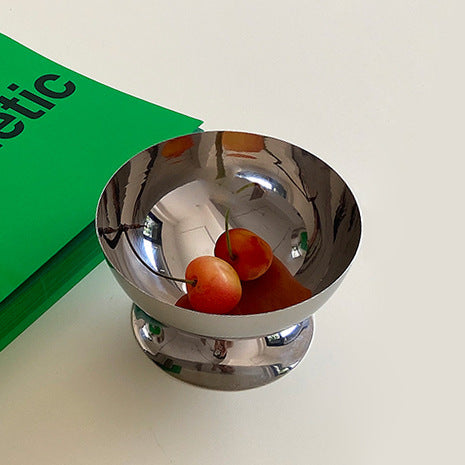 Chrome Ice Cream Cup with polished stainless steel finish, perfect for serving chilled desserts like ice cream, sorbet, or fruit.
