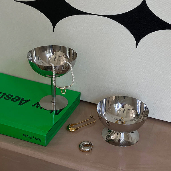 Chrome Ice Cream Cup with polished stainless steel finish, perfect for serving chilled desserts like ice cream, sorbet, or fruit.